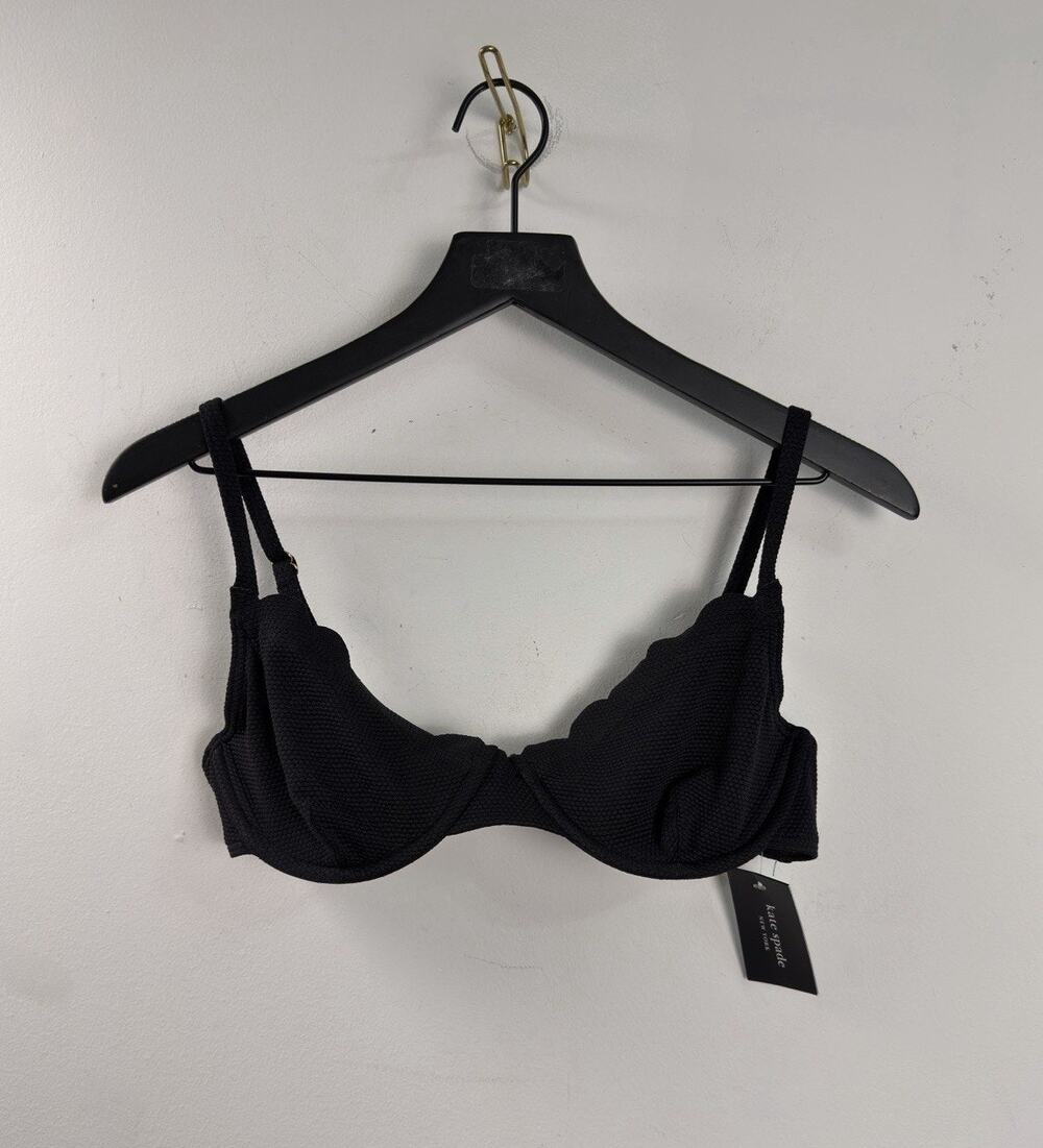 NWT KATE SPADE New York Satsuma Scalloped Pique Underwire Bikini Top Bra Medium